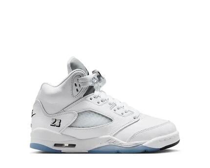 Zapatillas Jordan modelo Air Jordan 5 Retro OG GS "White Metal para niños unisex