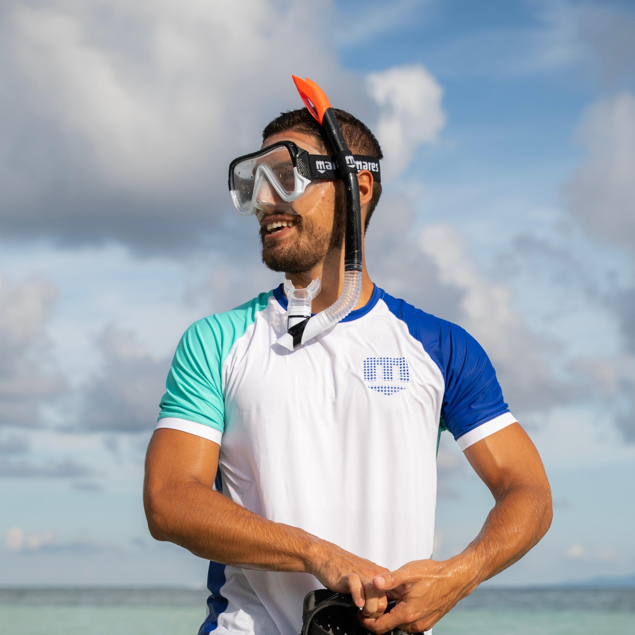 Combo Snorkeling Adulto Keewee Splash Máscara Vidrio Único Tubo Semi-Seco 3/4