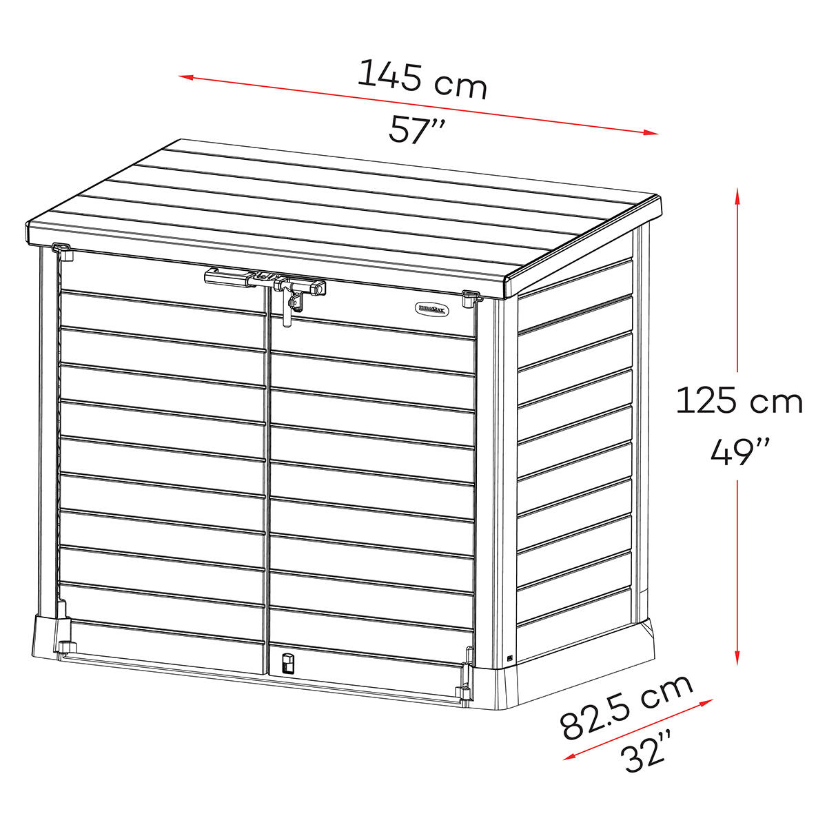 Arcón cubre cubos exterior 1200 L PVC marrón 3/7