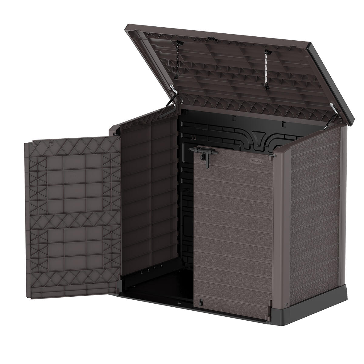 Arcón cubre cubos exterior 1200 L PVC marrón 5/7