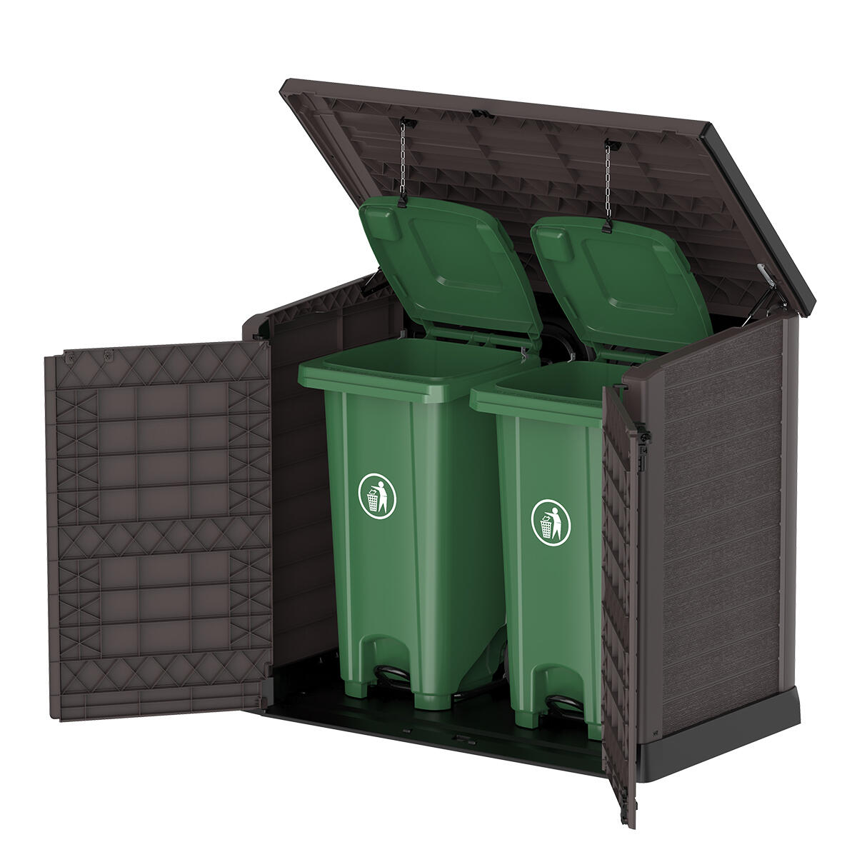 Arcón cubre cubos exterior 1200 L PVC marrón 4/7