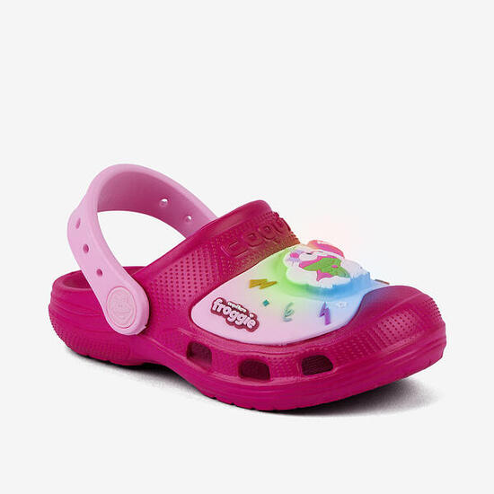 Dziecięce klapki Coqui 22/23 - różowe z fluo magenta