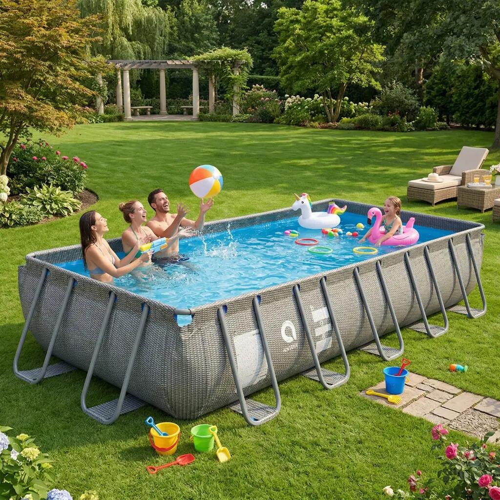 Avenli Frame Plus medenceszett téglalap alakú szürke rattan minta 540x250x100cm 4/4
