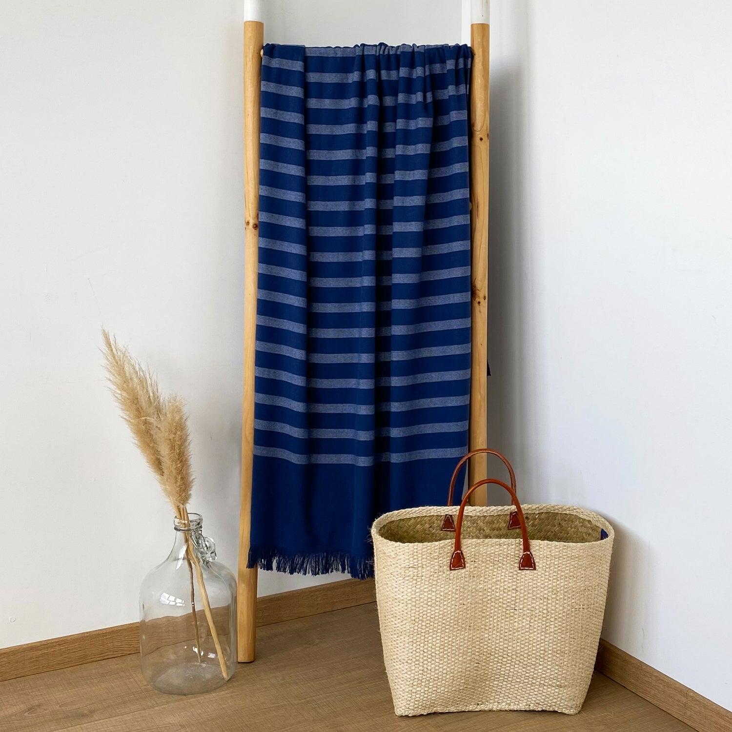 Fouta doublée éponge - Alanya XL Bleu marine - 140x180cm - 400g/m² 2/2