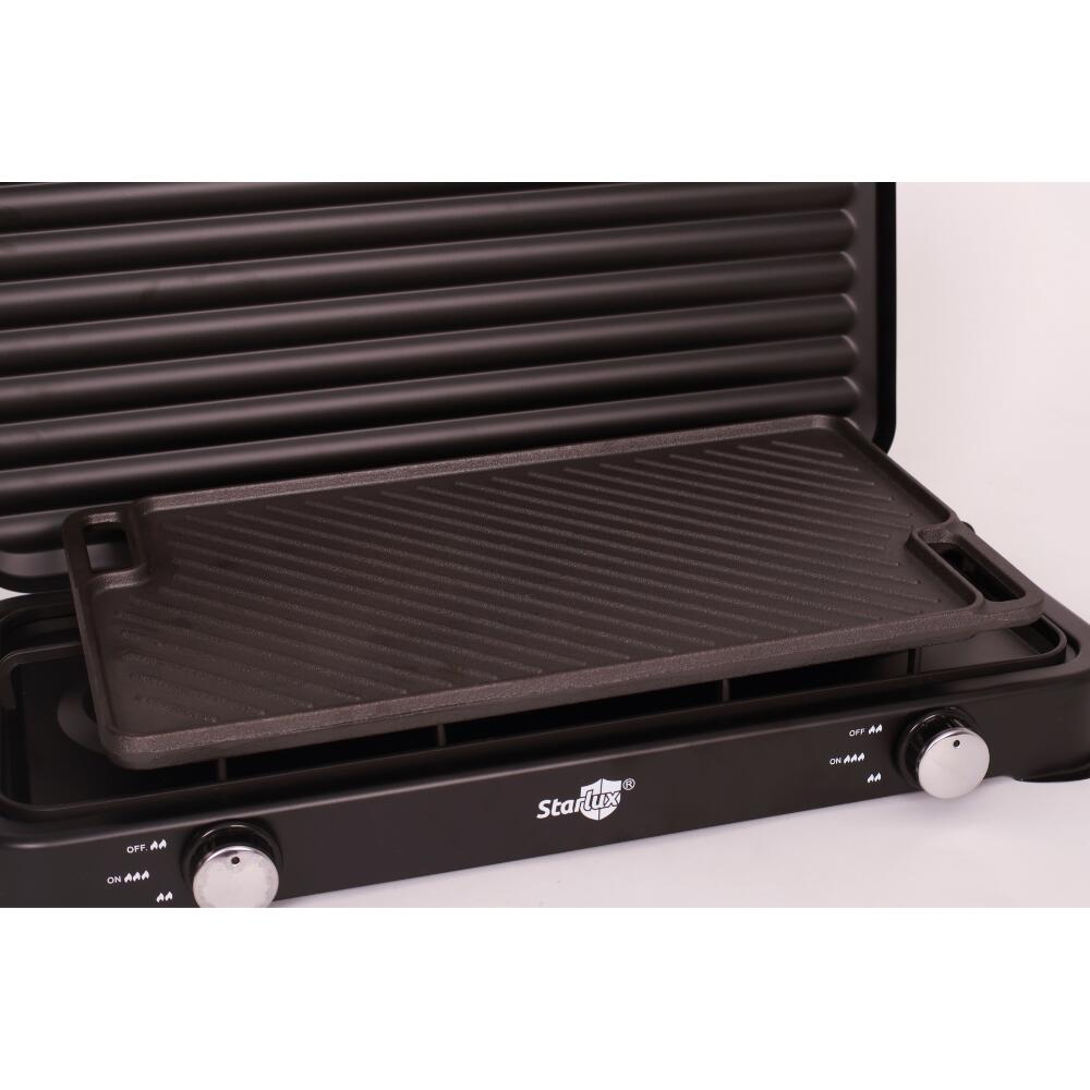 Fogão Camping Duplo a Gás com Chapa Grill 2 Queimadores Portátil 2/6