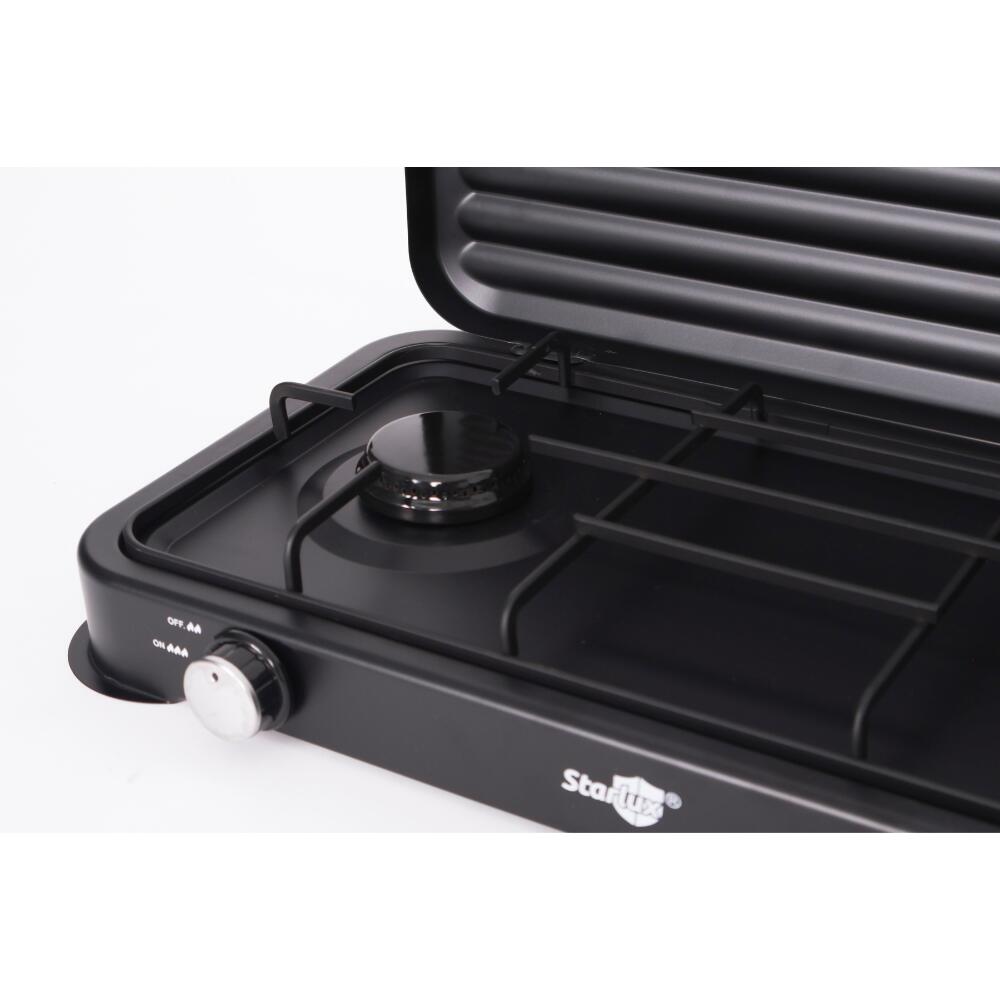 Réchaud Camping Double Gaz Portable 2 Feux Réglables Compact 3/6