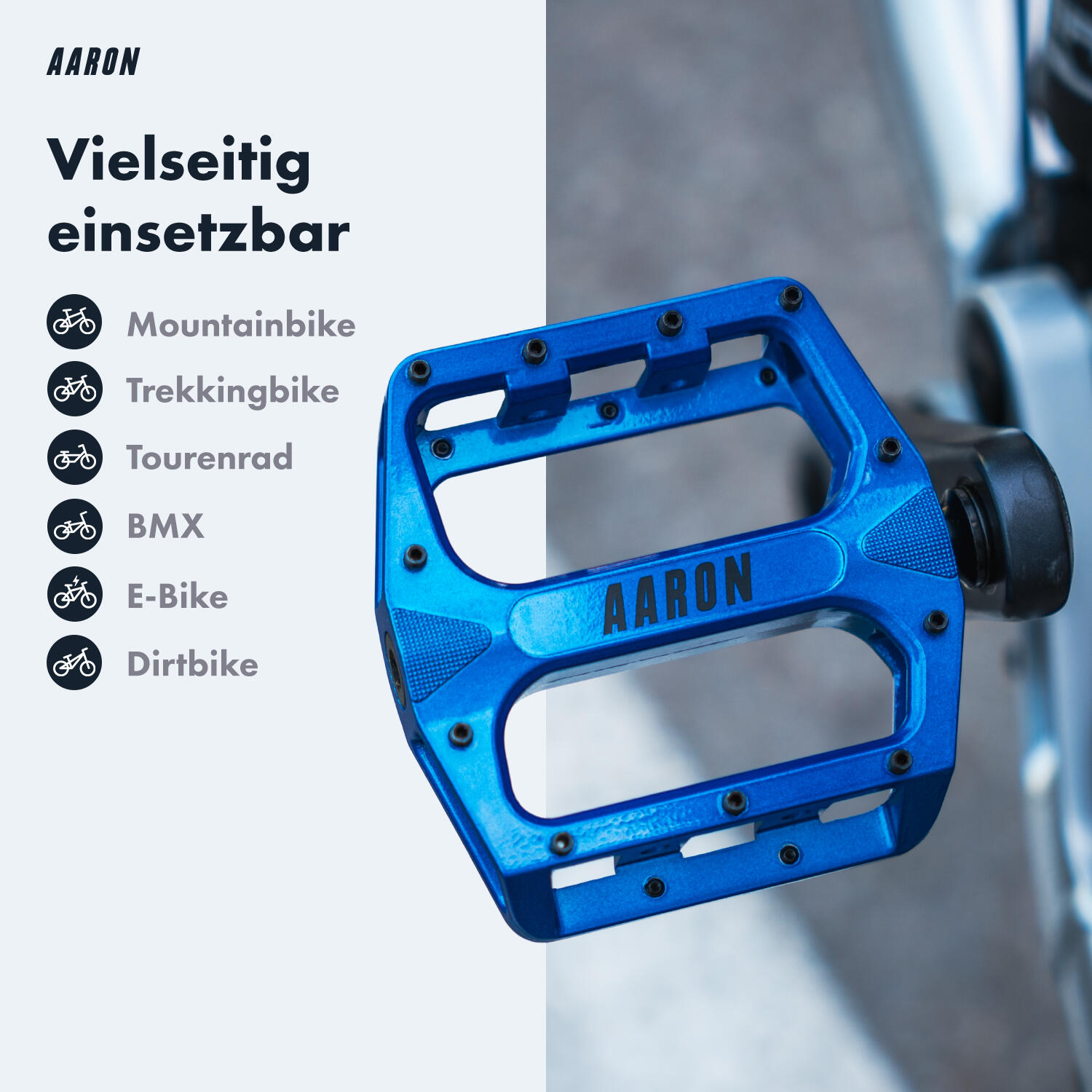 Rock MTB Pedale Aluminium, CroMo-Achse, 11 Pins - Blau 2/7