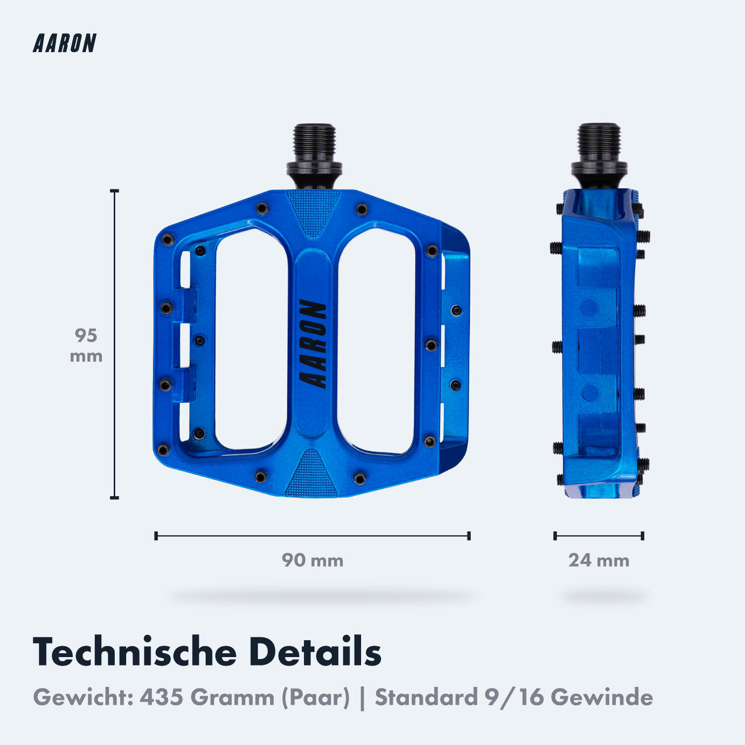 Rock MTB Pedale Aluminium, CroMo-Achse, 11 Pins - Blau 5/7