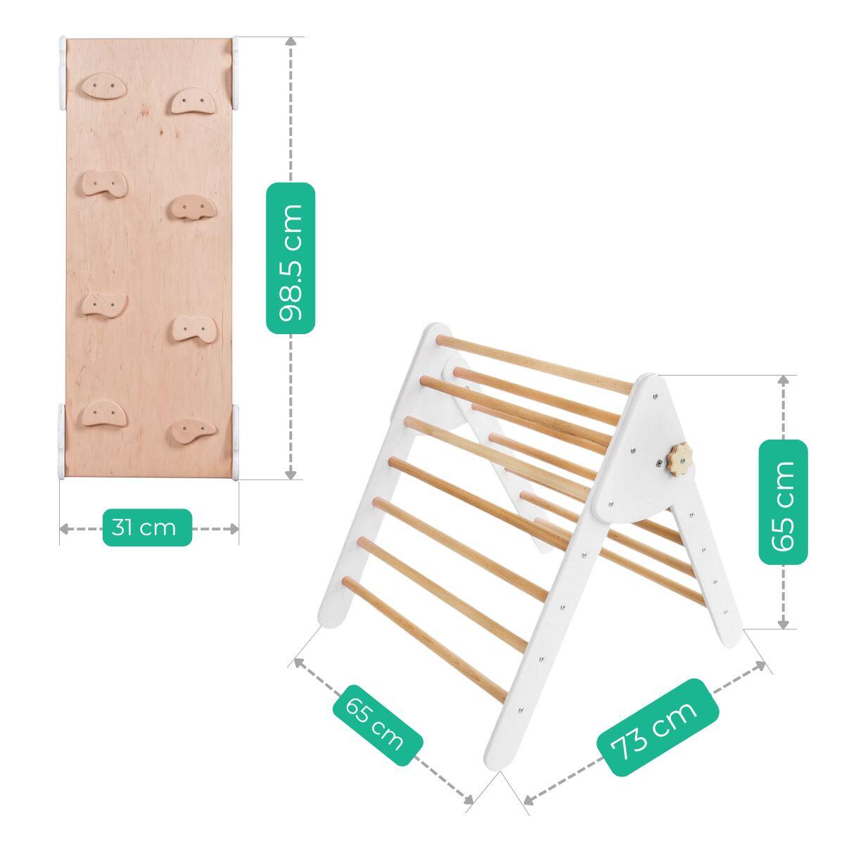 Structure d’escalade Lama – Triangle d’escalade en bois avec toboggan 3/7