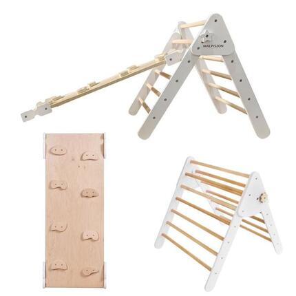 Structure d’escalade Lama – Triangle d’escalade en bois avec toboggan