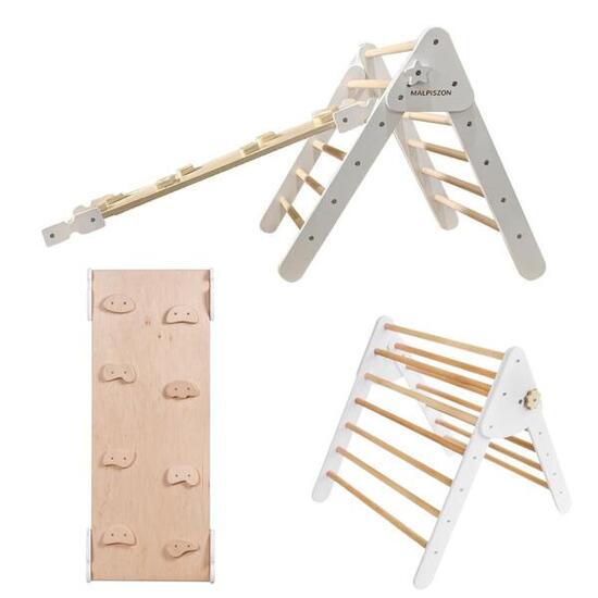 Structure d’escalade Lama – Triangle d’escalade en bois avec toboggan