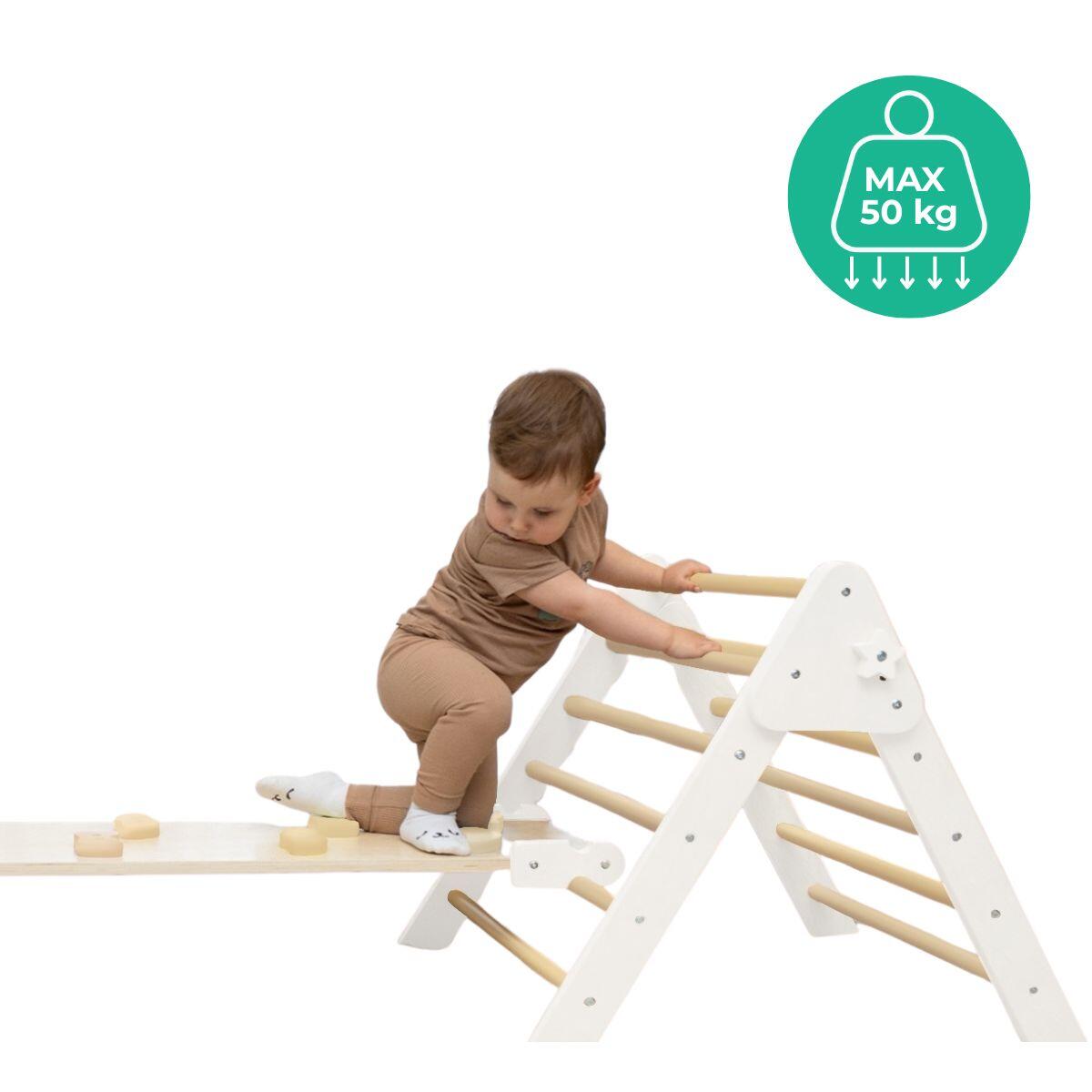 Structure d’escalade Lama – Triangle d’escalade en bois avec toboggan 4/7