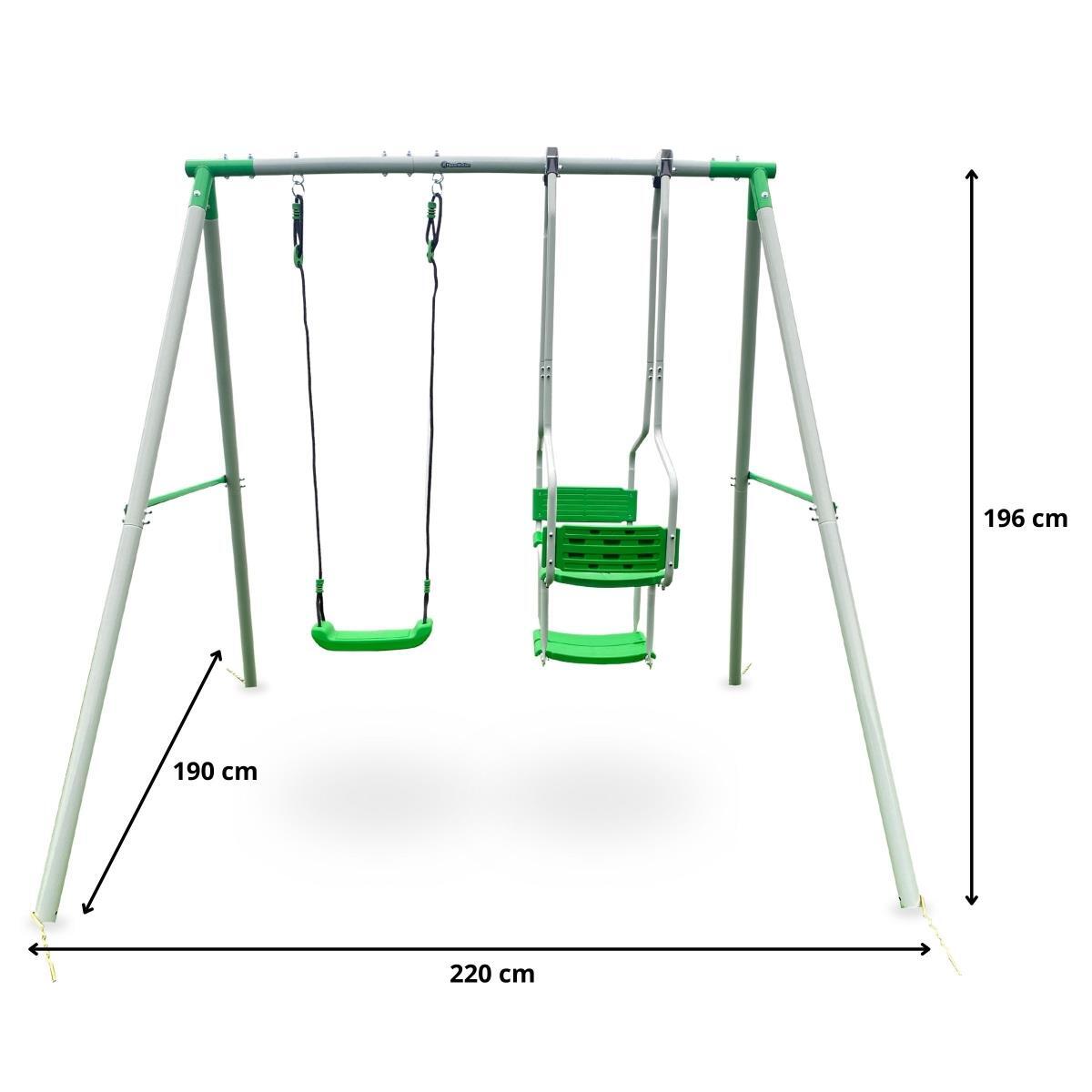 Portique balançoire jardin 3 places Acier Haute Qualité 220x190x196cm 200kg 7/7
