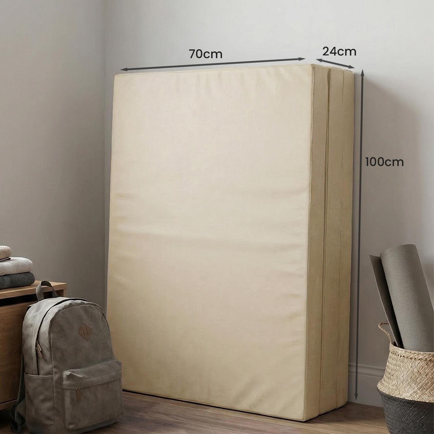Tapis de gymnastique 210 x 100 x 8 cm, beige, tapis de sol souple et pliable, Je 7/7
