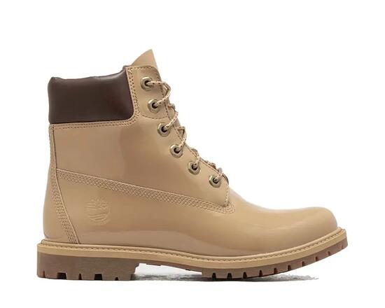 Schoenen - Wandelen - Dames - Impermeable mid boots, lakleer - Zwart