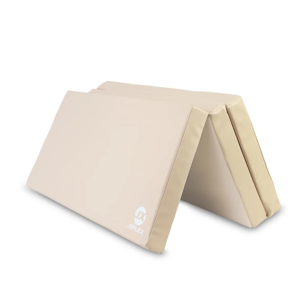 Tapete de ginástica 150 x 100 x 8 cm Fitness bege Tapete de piso macio dobrável 6/6