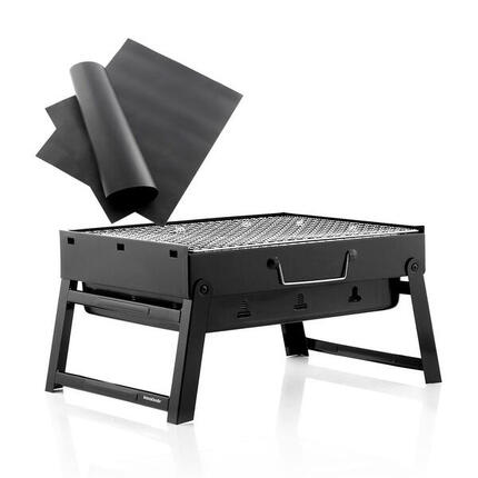 Zestaw 2 mat do piekarnika lub grilla i przenośny grill InnovaGoods