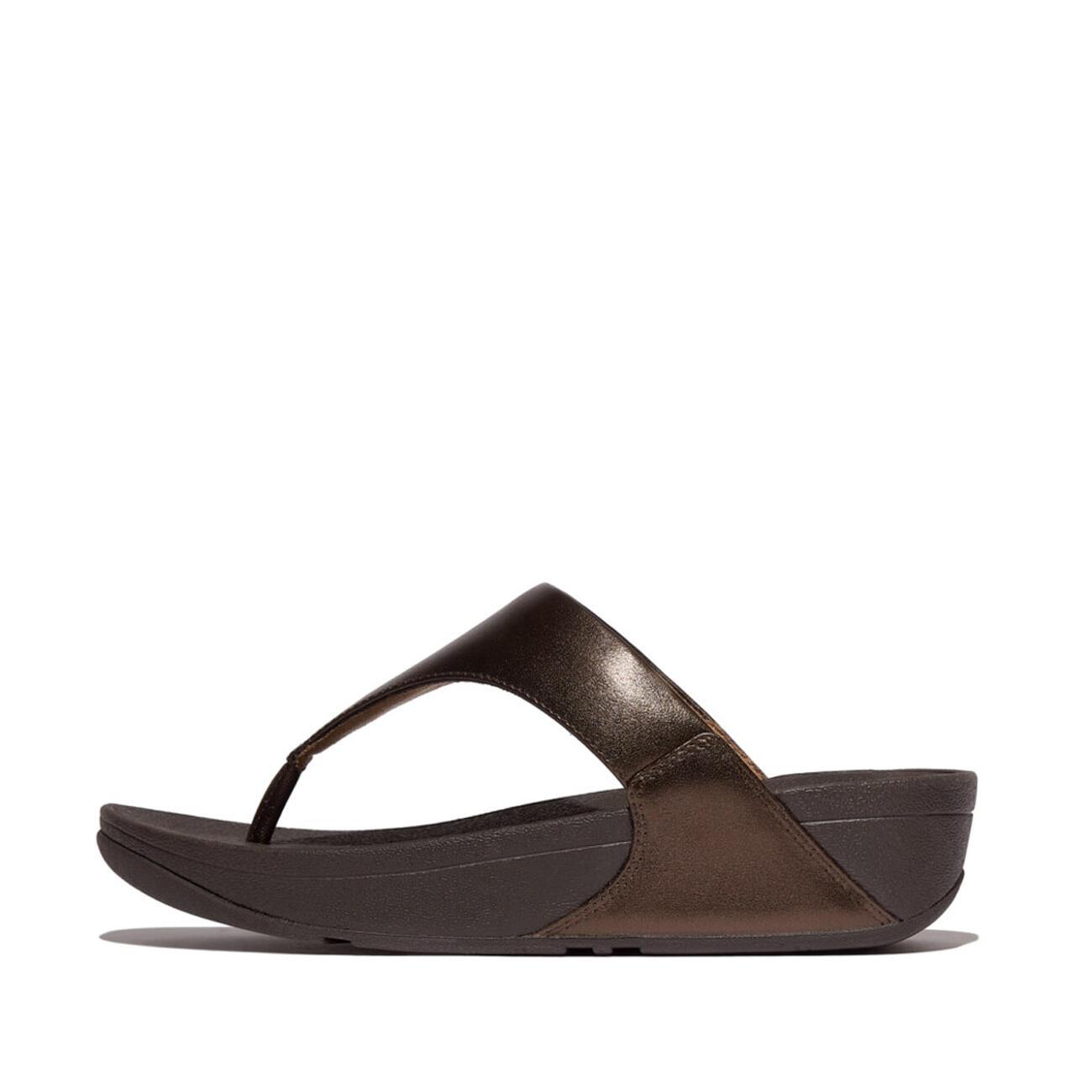 FITFLOP Lulu Lederen Teenslipper - Microwobbleboard-zool technologie  METALLIC 3/7