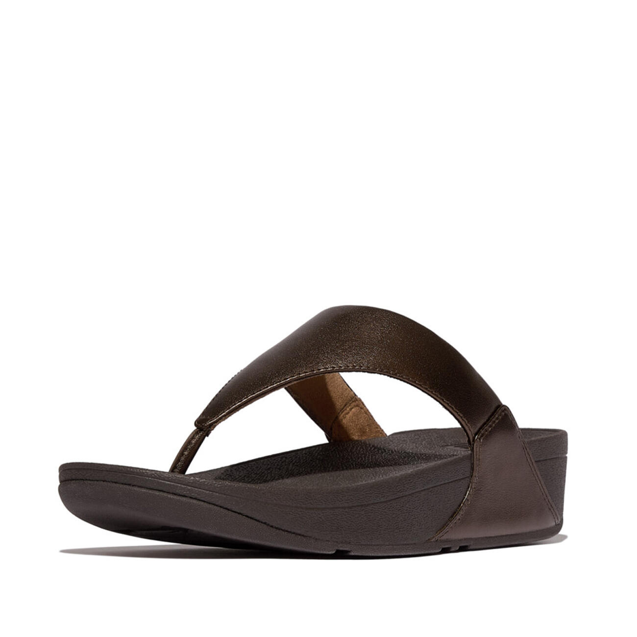 FITFLOP Lulu Lederen Teenslipper - Microwobbleboard-zool technologie  METALLIC 2/7