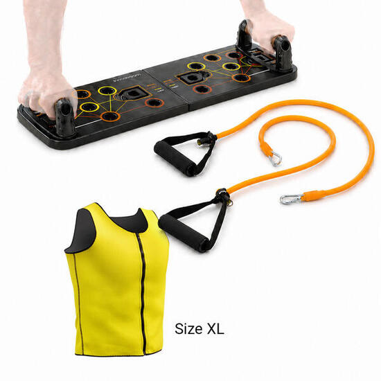 Pack Tabla de Flexiones, Bandas Elásticas y Chaleco Deportivo Sauna InnovaGoods