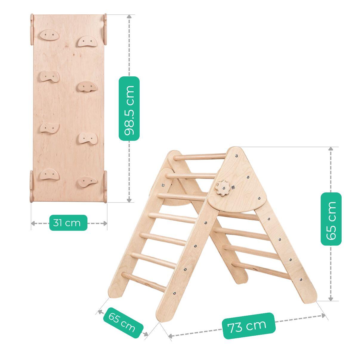 Structure d’escalade Lama – Triangle d’escalade en bois avec toboggan 3/7