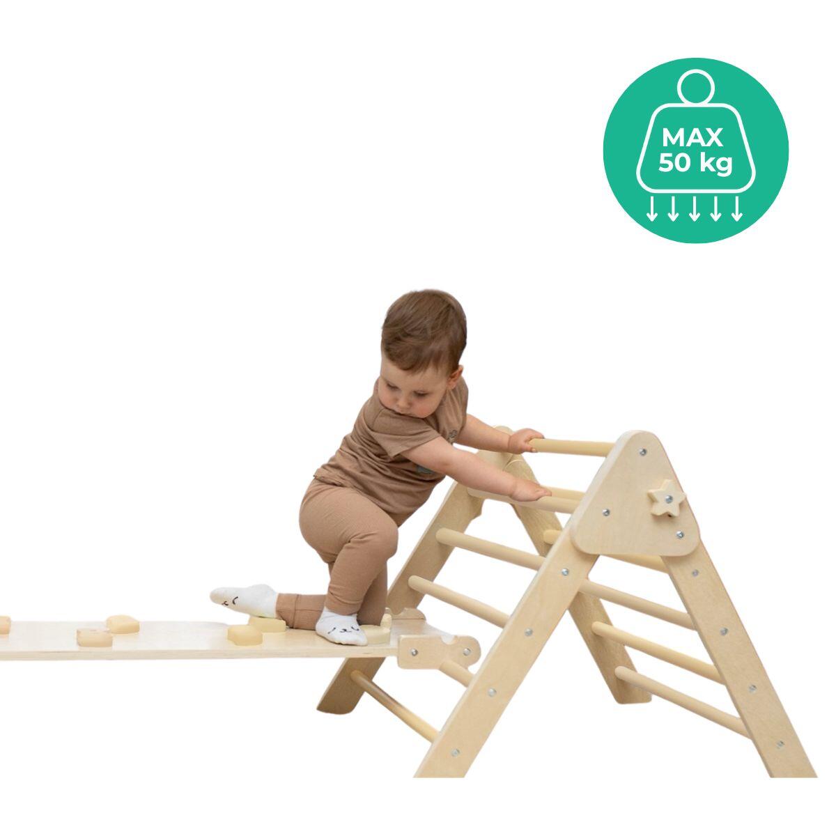 Structure d’escalade Lama – Triangle d’escalade en bois avec toboggan 4/7