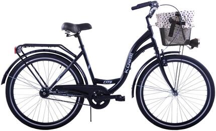 (K14) Rower miejski damski Kozbike czarny + kosz z wkładką