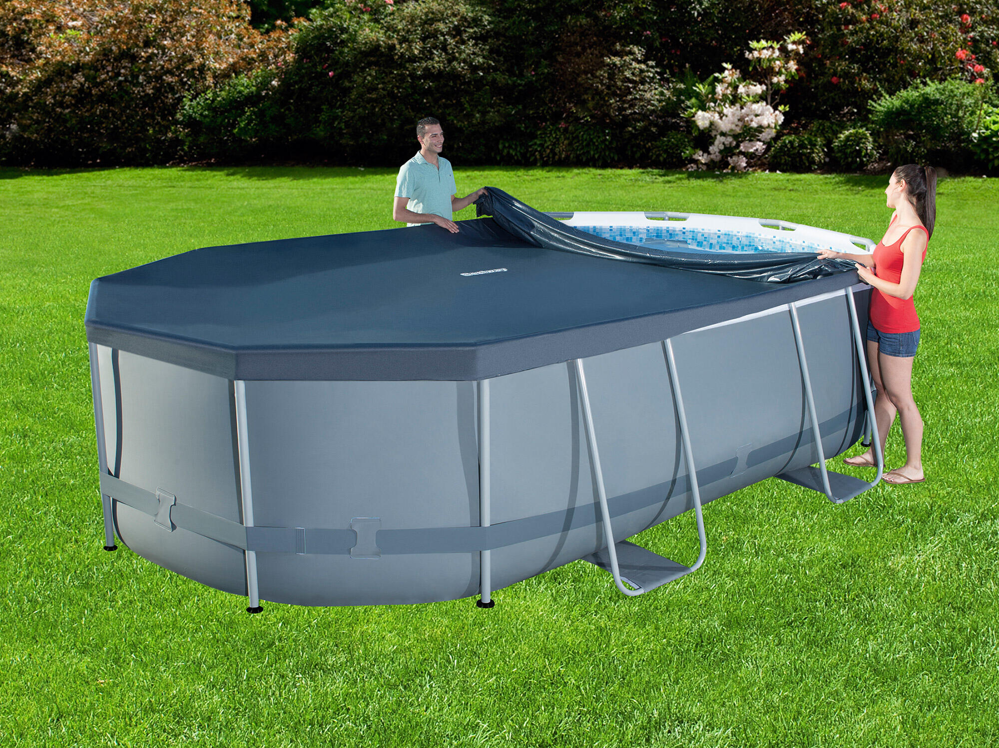Cobertor Invierno para Piscina Desmontable Bestway 427x250 cm Ovalada 2/7