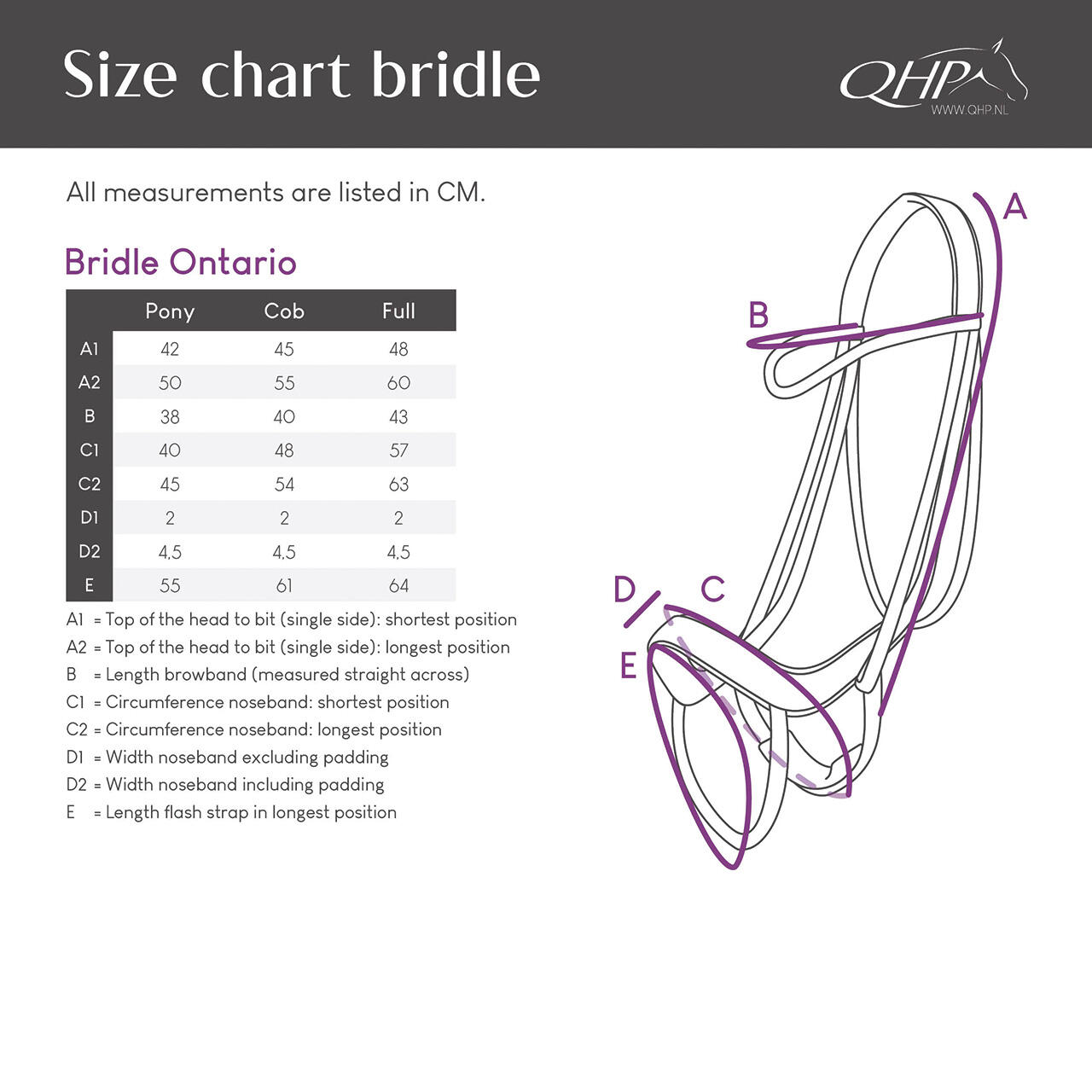 Briglia da equitazione QHP Ontario 6/7