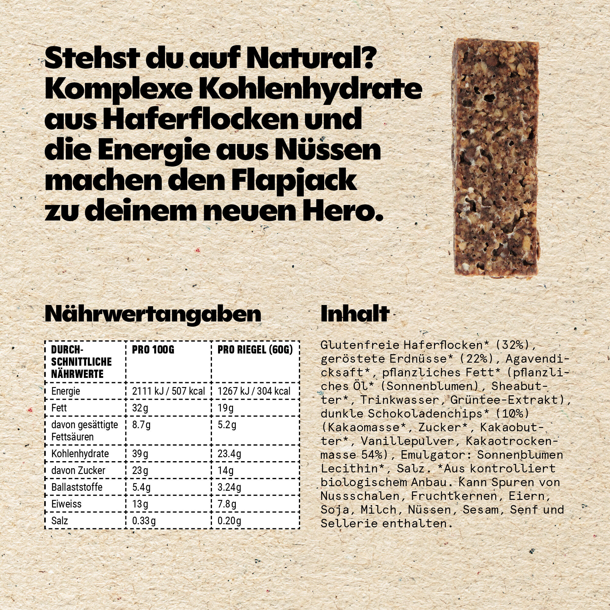 Peak Punk Organic Oat Flapjack 60 g - Chocolate Peanut 4/7