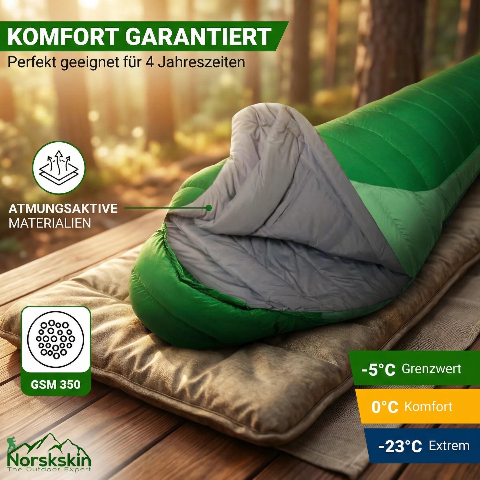 Mumienschlafsack Taiga Schlafsack für 4 Jahreszeiten 1,9 Kg Koppelbar 3/7