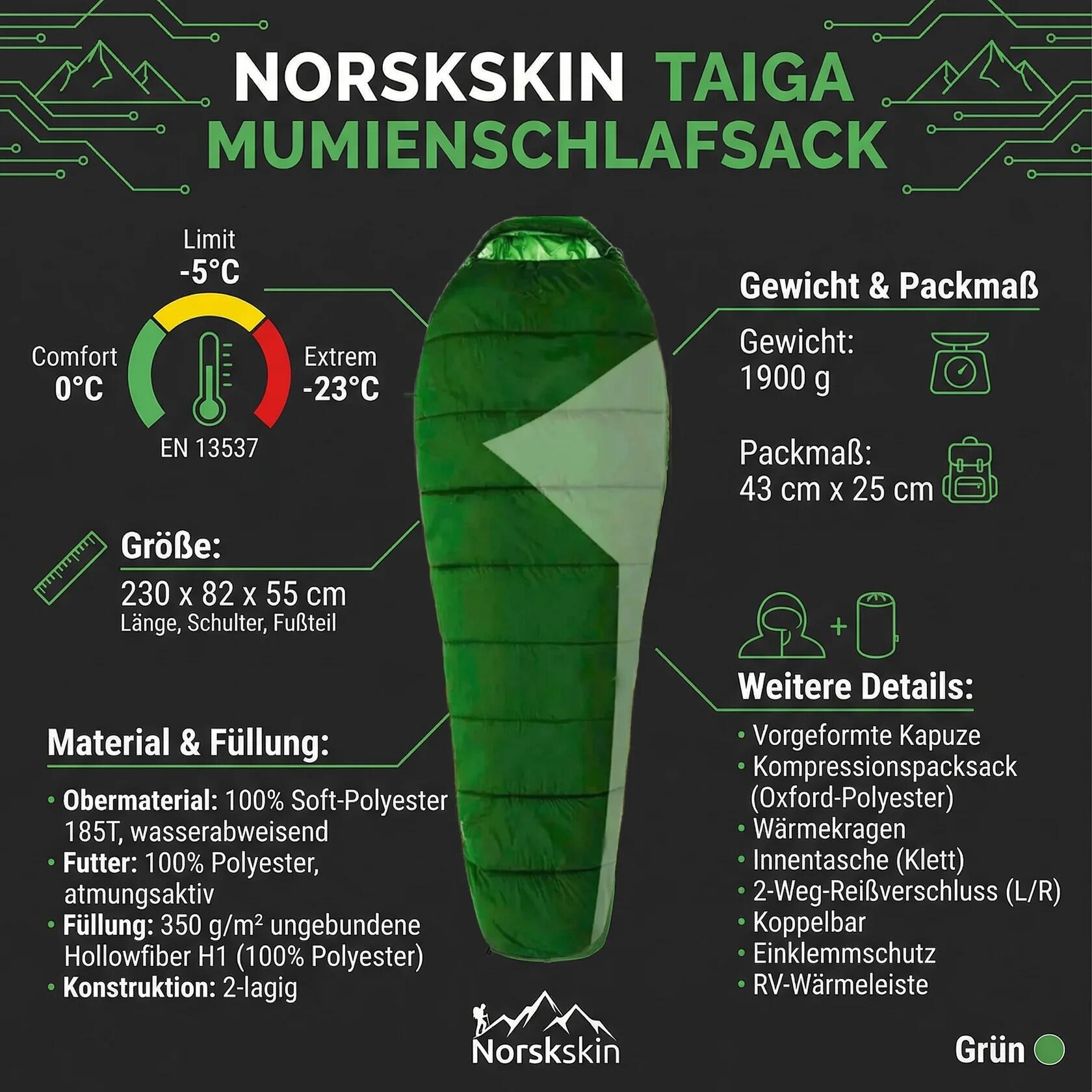 Mumienschlafsack Taiga Schlafsack für 4 Jahreszeiten 1,9 Kg Koppelbar 7/7