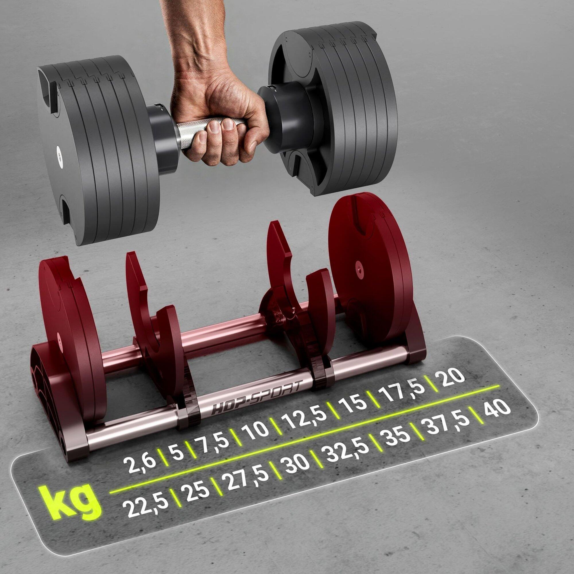 Nastavitelná litinová činka 1x40kg Hop-Sport 5/7