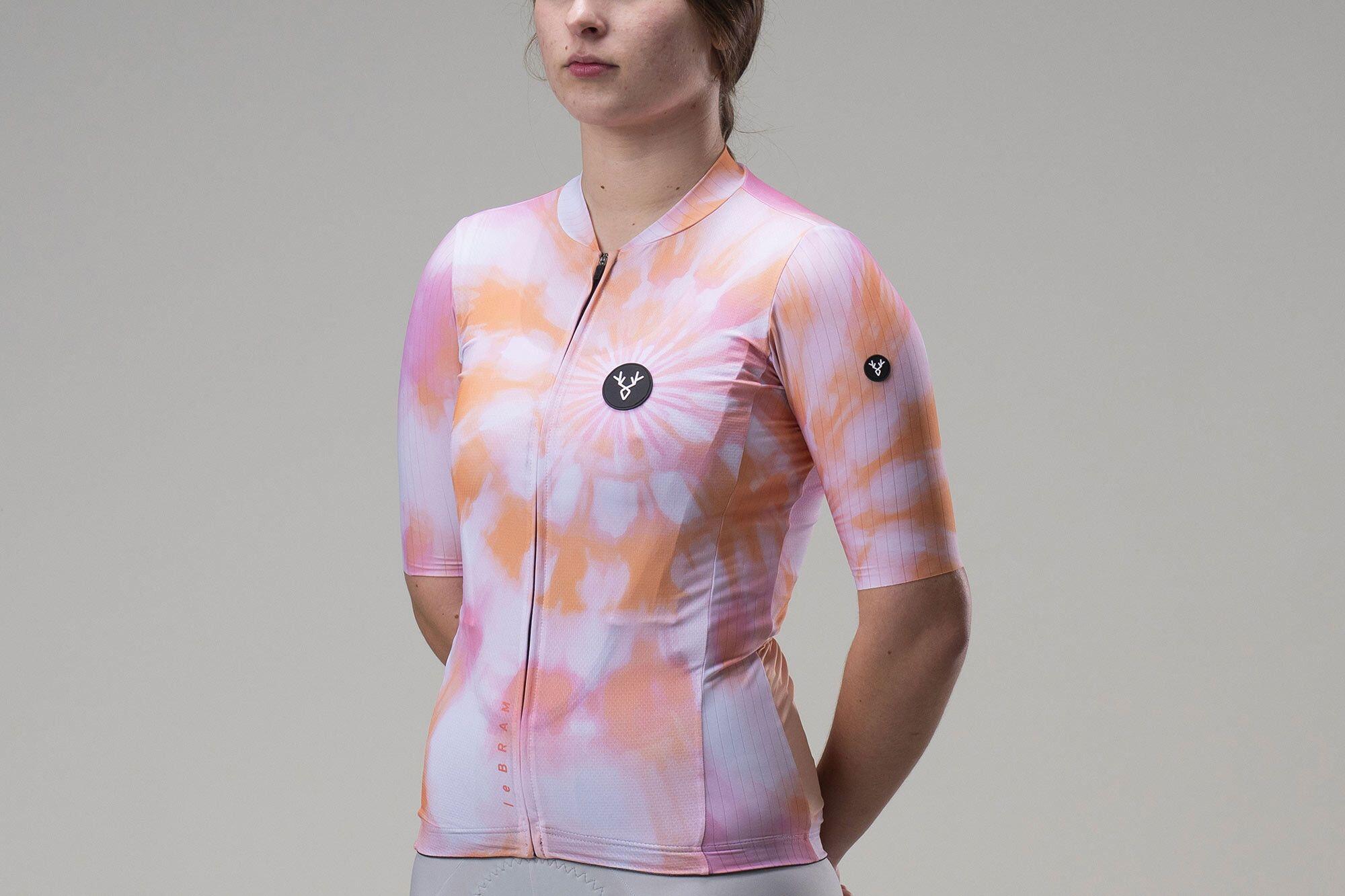 Camiseta de manga corta para mujer LeBram Race rosa y naranja 2/7