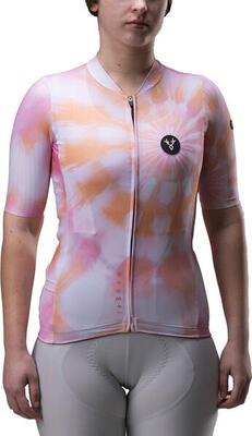 Lebram race damesfietsshirt met korte mouwen, roze en oranje