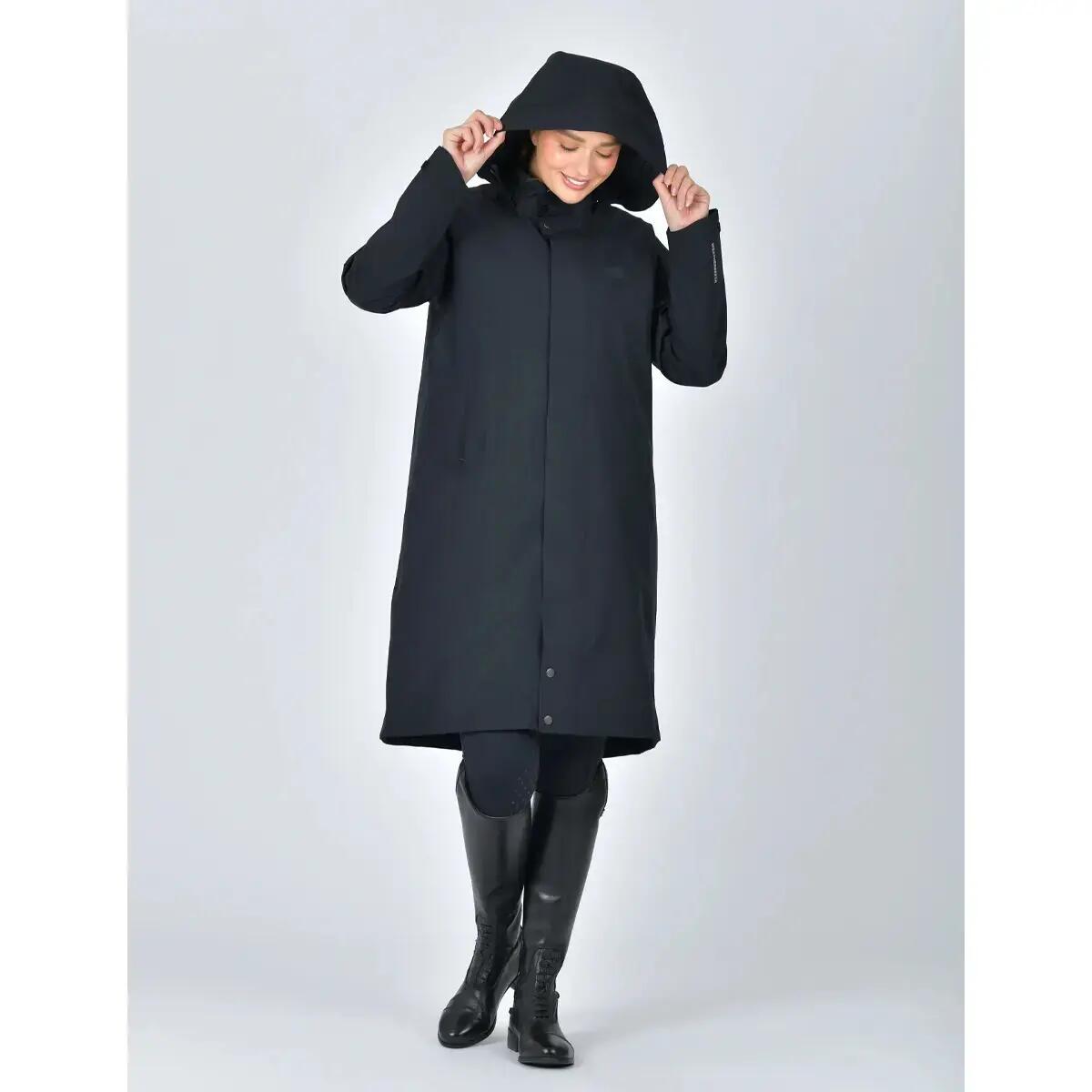 Wasserdichte Reitjacke mit Kapuze, Damen Weatherbeeta longline 2/5