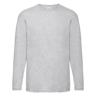 T-shirt fruit of the loom valueweight lange mouw grijs