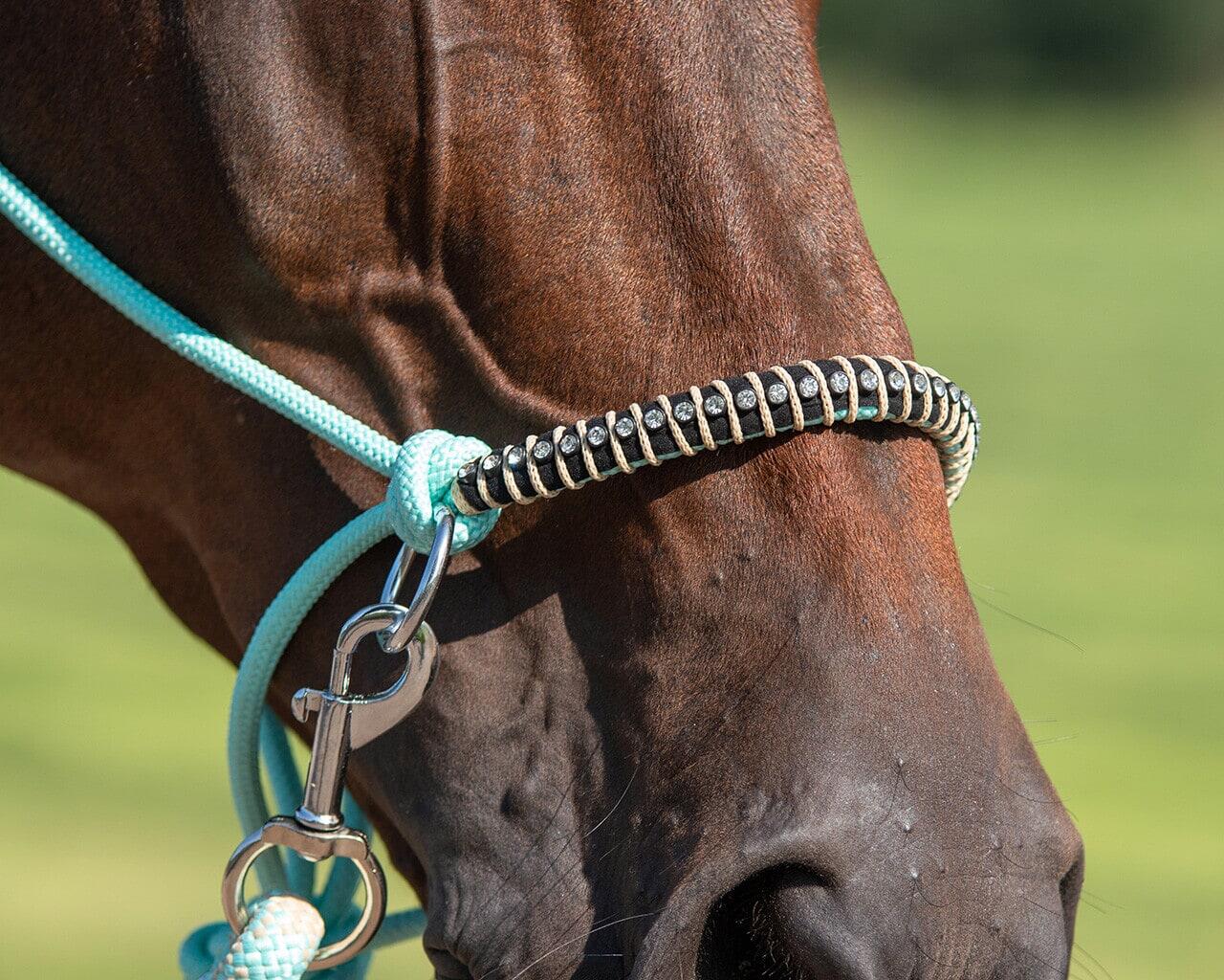 Licol En Corde QHP Combi Liberty – Rênes Amovibles, Pour équitation Naturelle, 10 Mm
