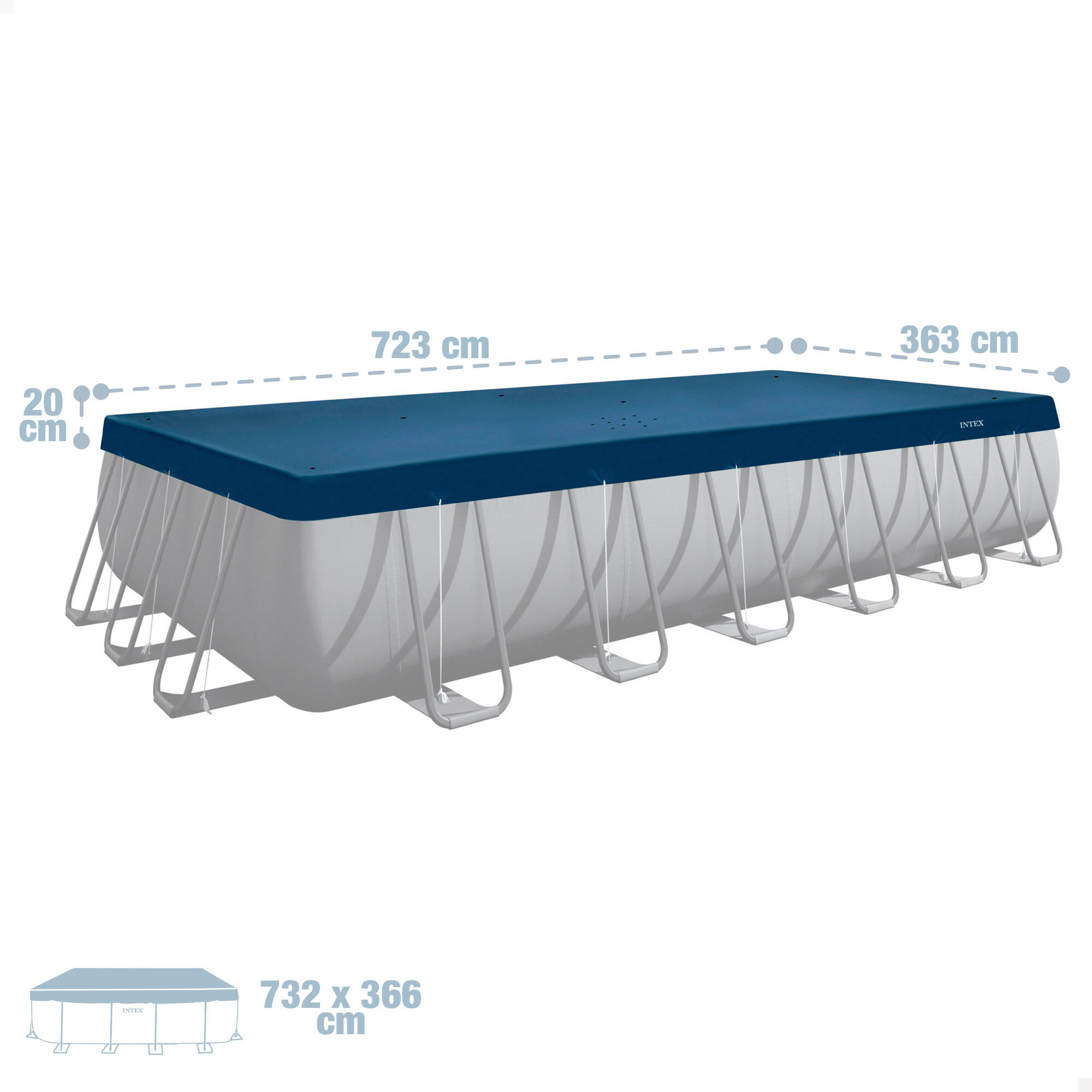 Cobertor piscina rectangular INTEX 7,23x3,63 m para todo el año 4/7