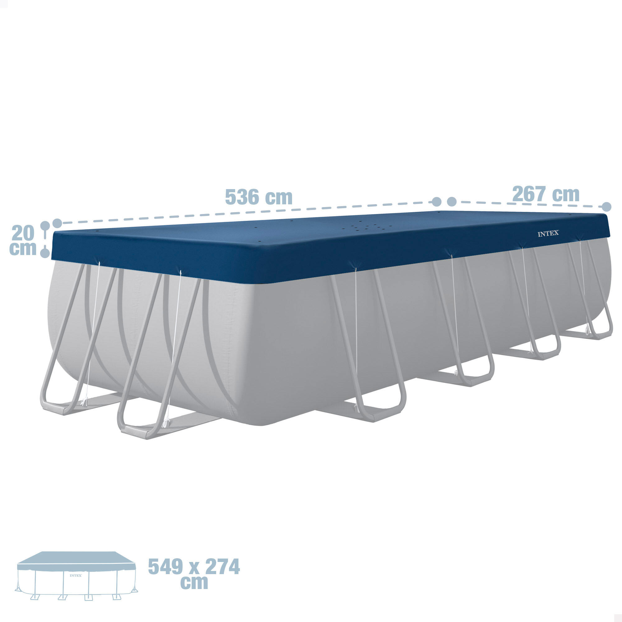 Cobertor piscina rectangular INTEX 5,36X2,67 m para todo el año 4/7
