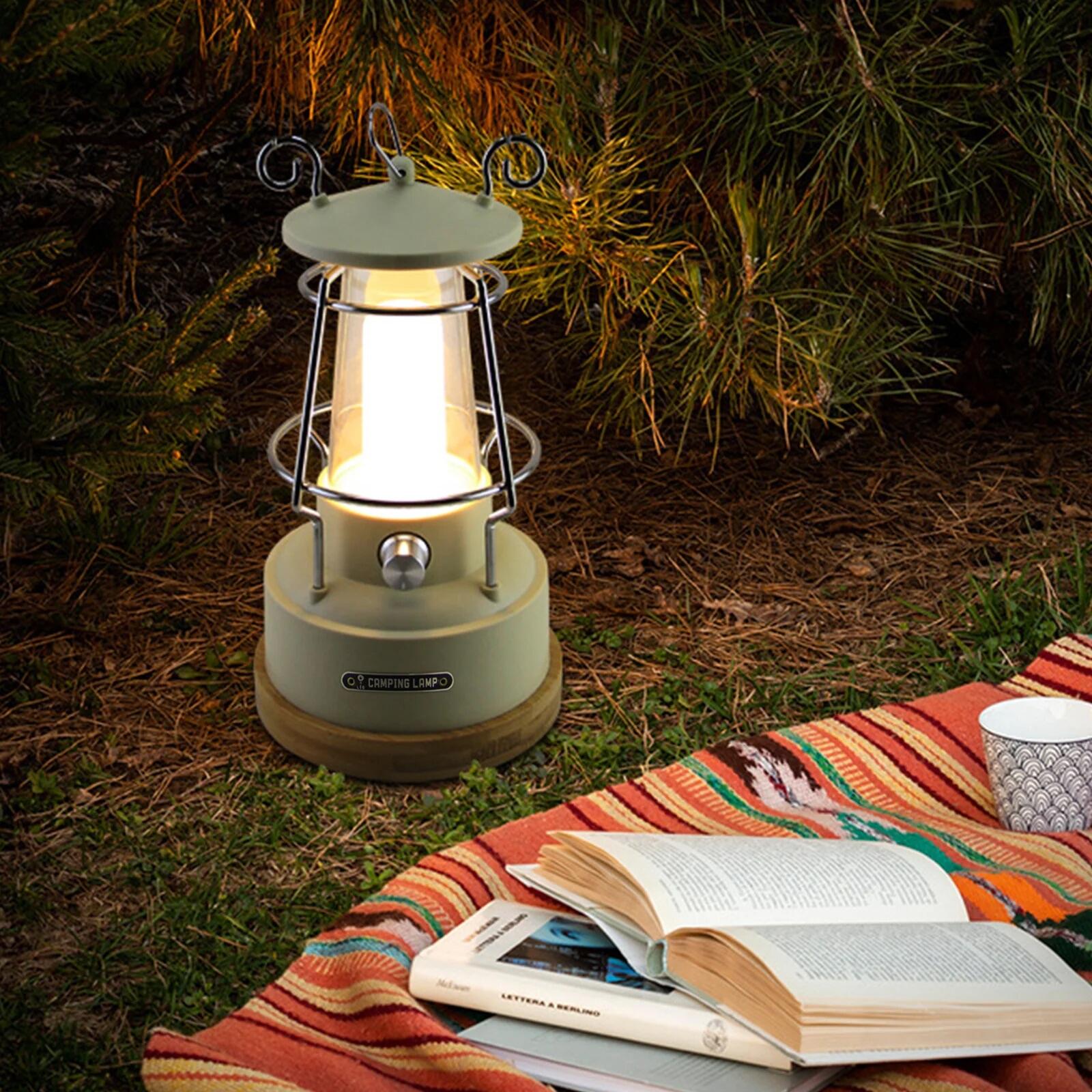 LED Campingleuchte Retro Dimmbar Akku Lampe mit USB Kabel 2/7