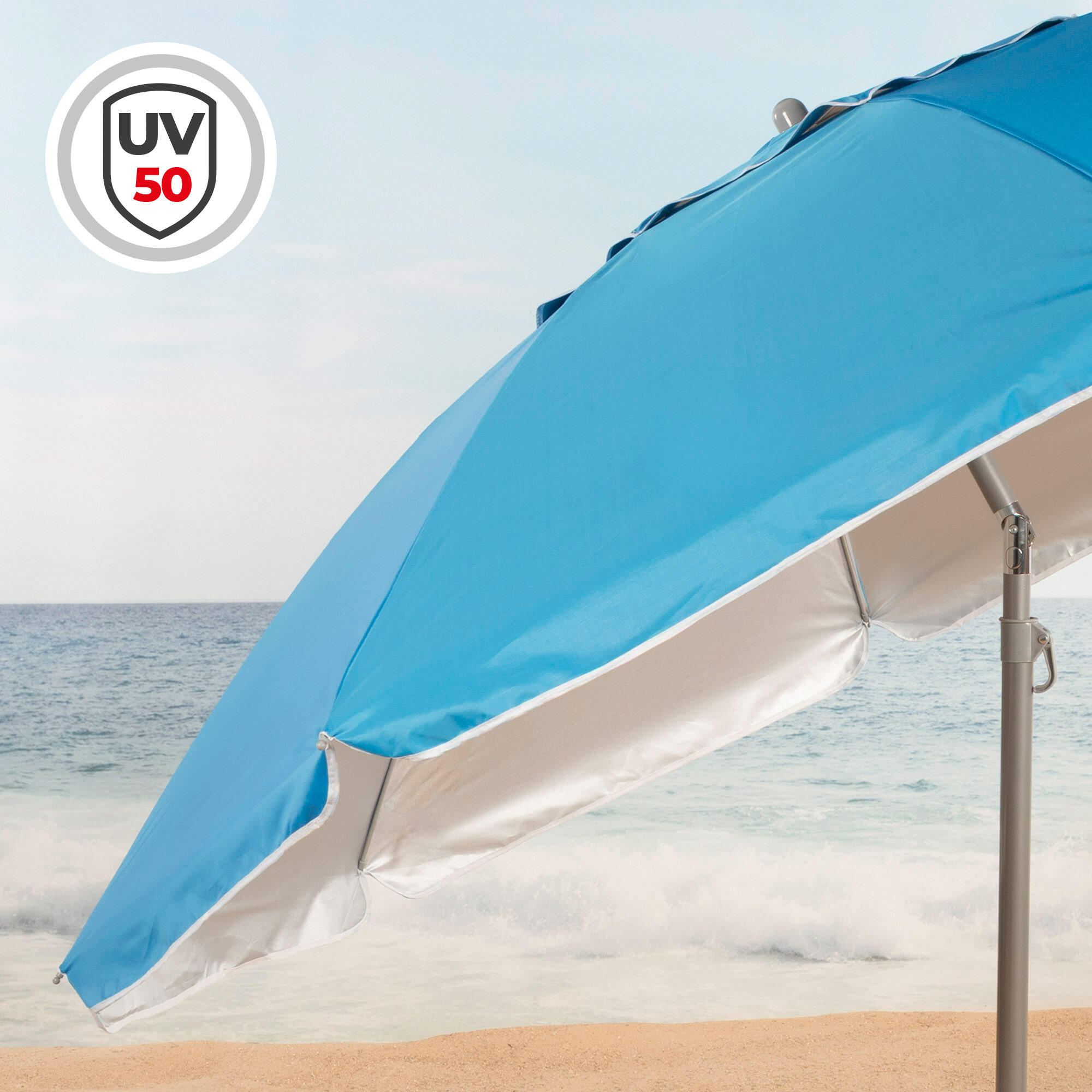 Aktive Ombrellone da spiaggia antivento con 8 stecche 240 cm blu 3/7