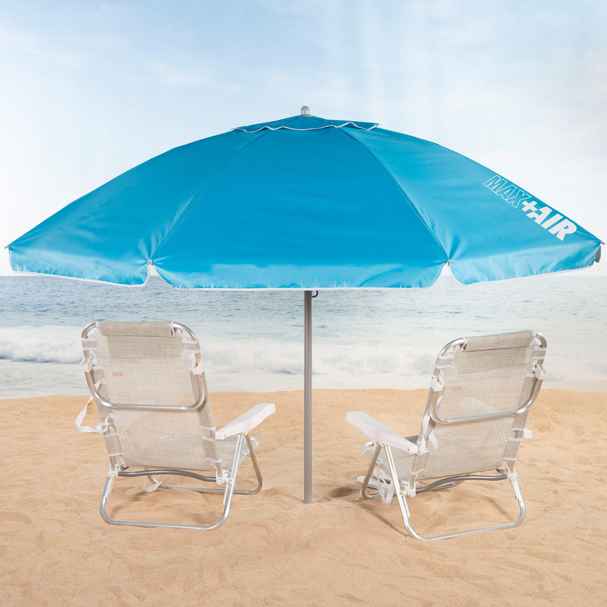 Aktive Ombrellone da spiaggia antivento con 8 stecche 240 cm blu 2/7