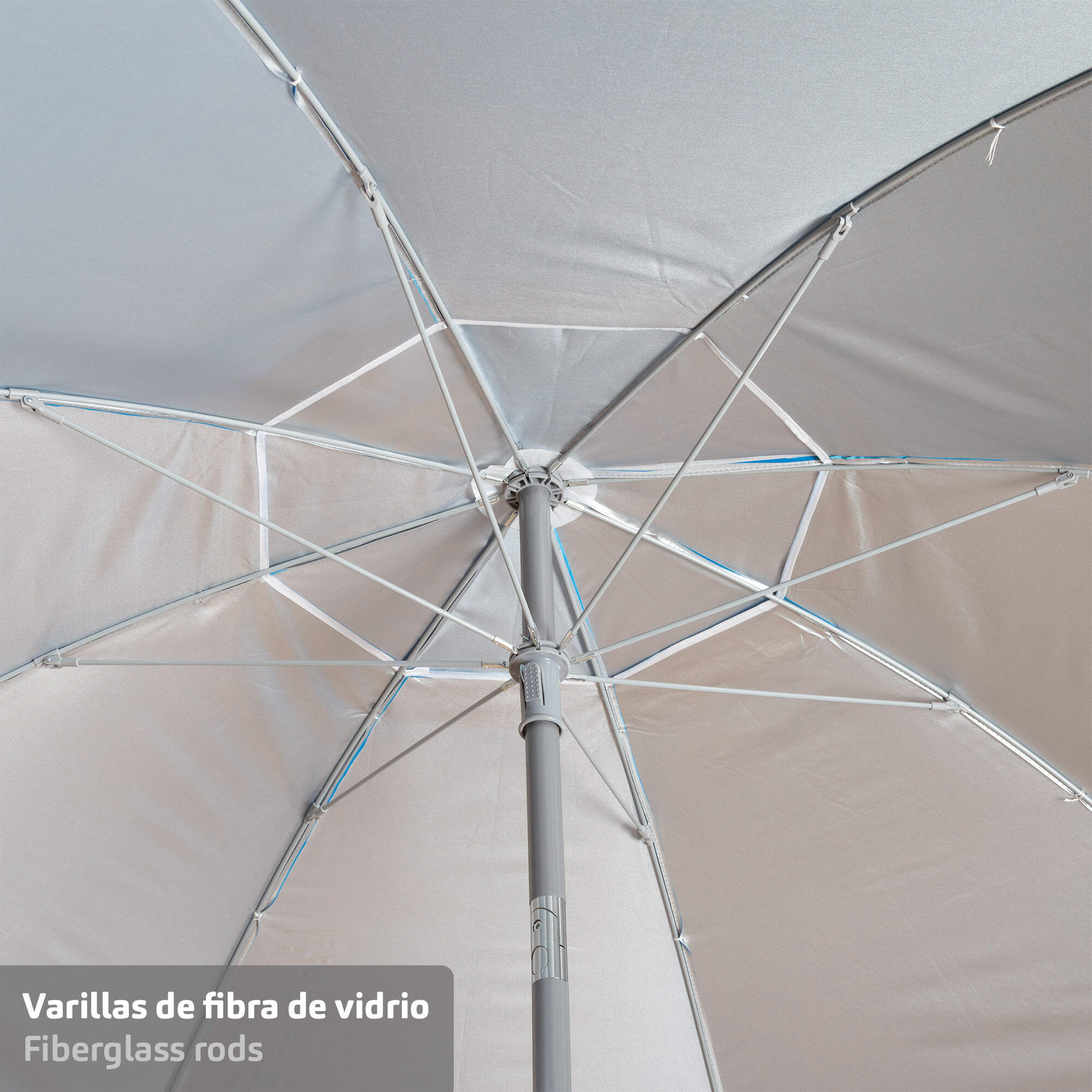Aktive Ombrellone da spiaggia antivento con 8 stecche 240 cm blu 5/7