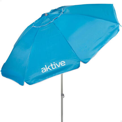 Parasol de plage coupe-vent à 8 baleines, 240 cm, bleu
