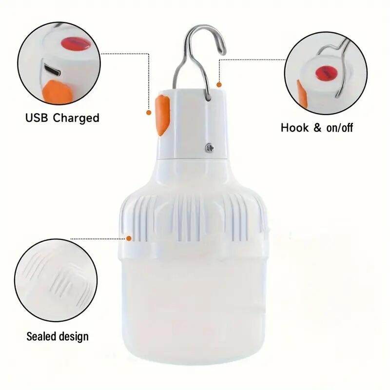 Zelt und Campingleuchte mit Akku LED Lampe mit Haken 3 Licht Modi 4/5