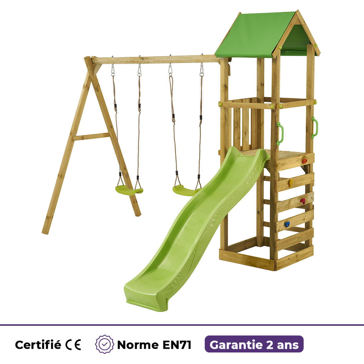 Aire de jeux bois enfant : plateforme 120 cm avec toboggan WALLI 5/5