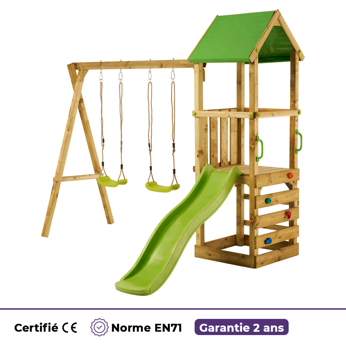 Aire de jeux bois enfant : plateforme 90 cm avec toboggan WALLI 5/5