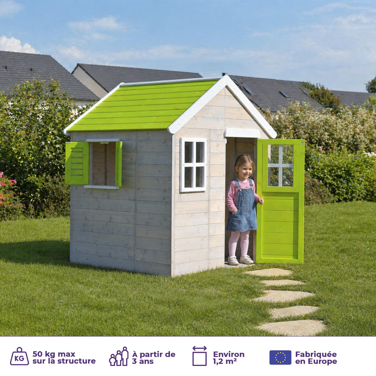 Maisonnette Enfant Extérieur en Bois TINNI avec Plancher 2/5