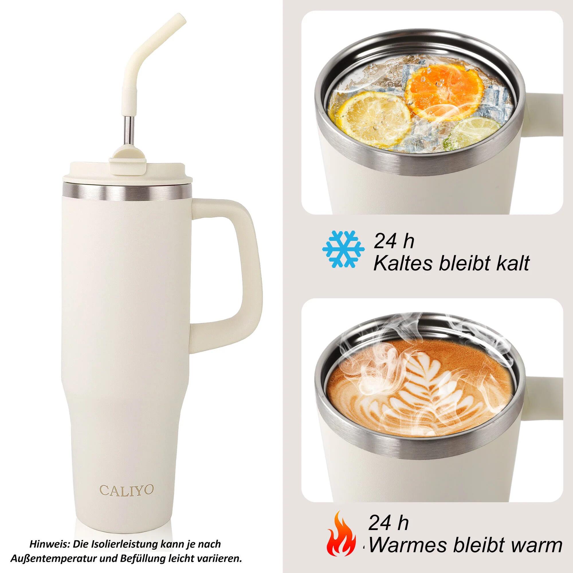 Thermobecher Weiß 1,2 Liter extrem Isolierend Kaffee Becher Heiß Kalt 2/7